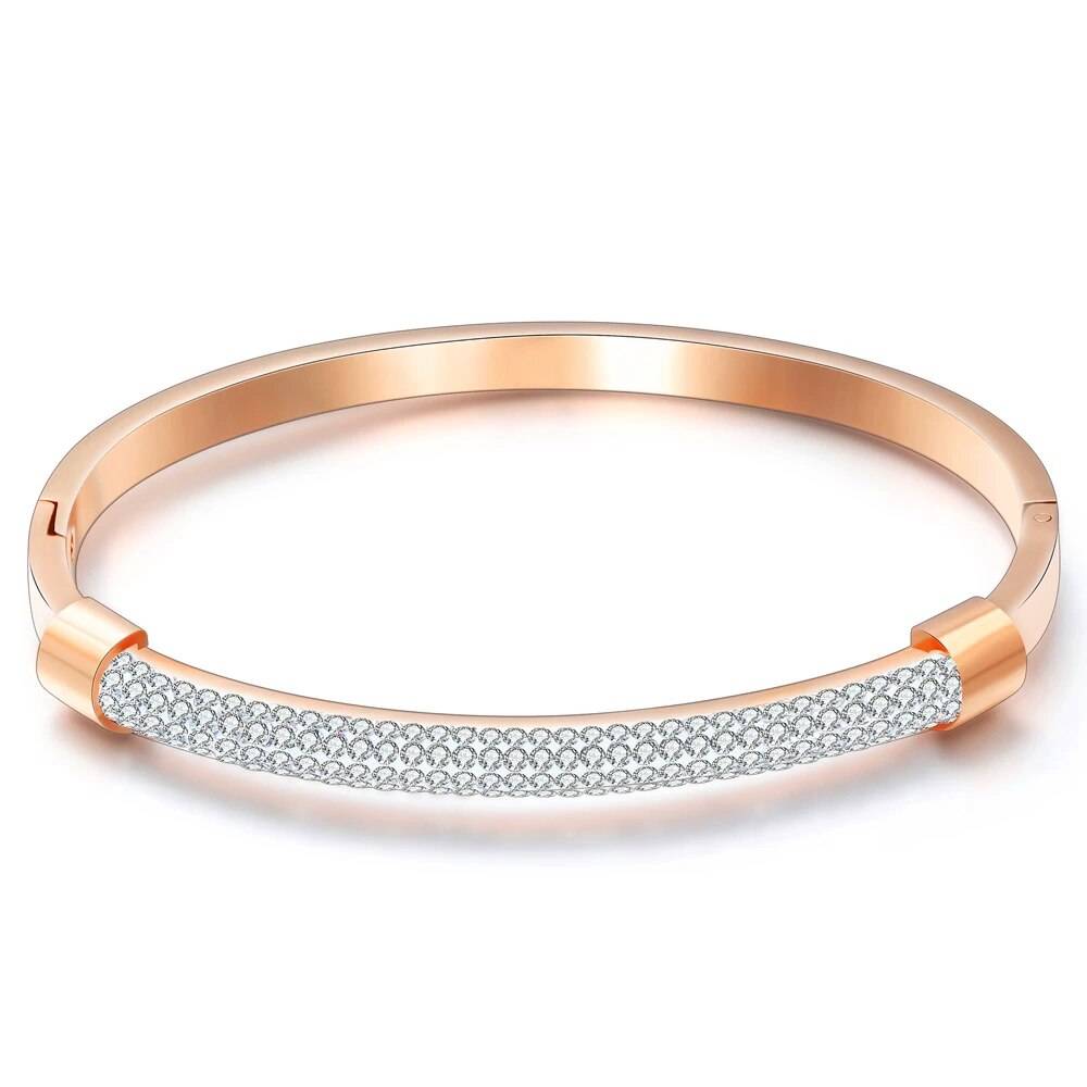 Exquisite Crystal Luxury Bangles For Woman High-grade Stainless Steel Korean Gift Bracelet Fashion Accessories Wholesale Bangles Bracelets 8d255f28538fbae46aeae7: Gold|Rose|Silver