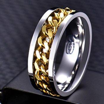 Letdiffery Cool Stainless Steel Rotatable Men Ring High Quality Spinner Chain Punk Women Jewelry for Party Gift Mens Jewelry Ring Size: 6 Main Stone Color: Cool Ring