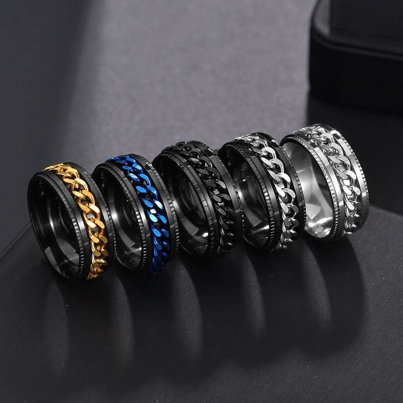 Letdiffery Cool Stainless Steel Rotatable Men Ring High Quality Spinner Chain Punk Women Jewelry for Party Gift Mens Jewelry 2ced06a52b7c24e002d45d: 10|11|12|13|6|7|8|9