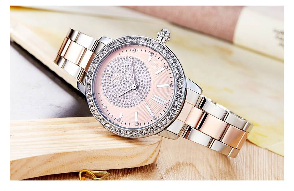 SK Elegant Diamond Dial Ladies Wrist Watch Stainless Steel Watch Strap Bracelet Women Relogios Feminino Watch Women Wrist Watch