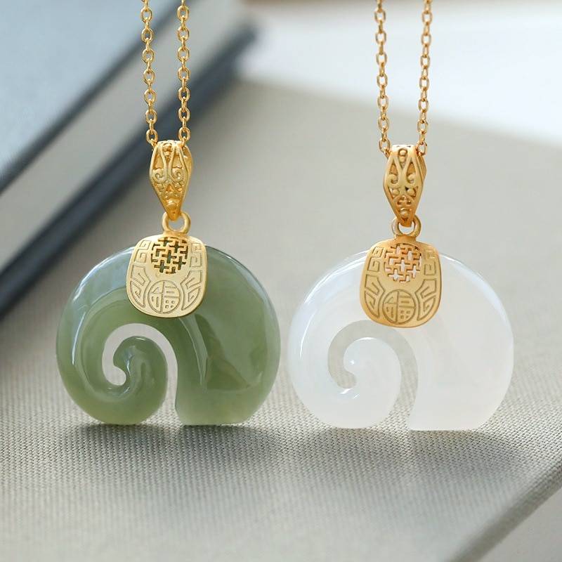 2021 Vintage White Hetian Jade Elephant Pendant 18K Gold Plated Chain Necklace Stainless Steel Sapphire Choker Jewelry for Women Necklaces for Women Pendant Necklace 8703dcb1fe25ce56b571b2: Sapphire|White Jade